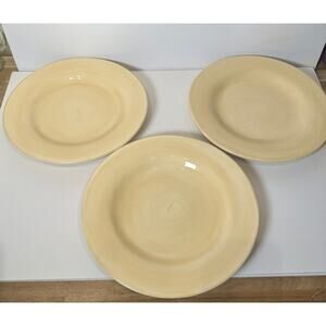 Pottery Barn Sausalito Pale Yellow 12" Dinner Plates Set of 3 Hand painted